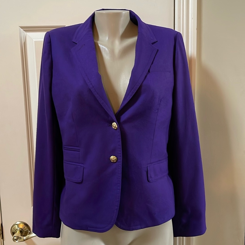 J. Crew Purple Blazer with Gold Buttons